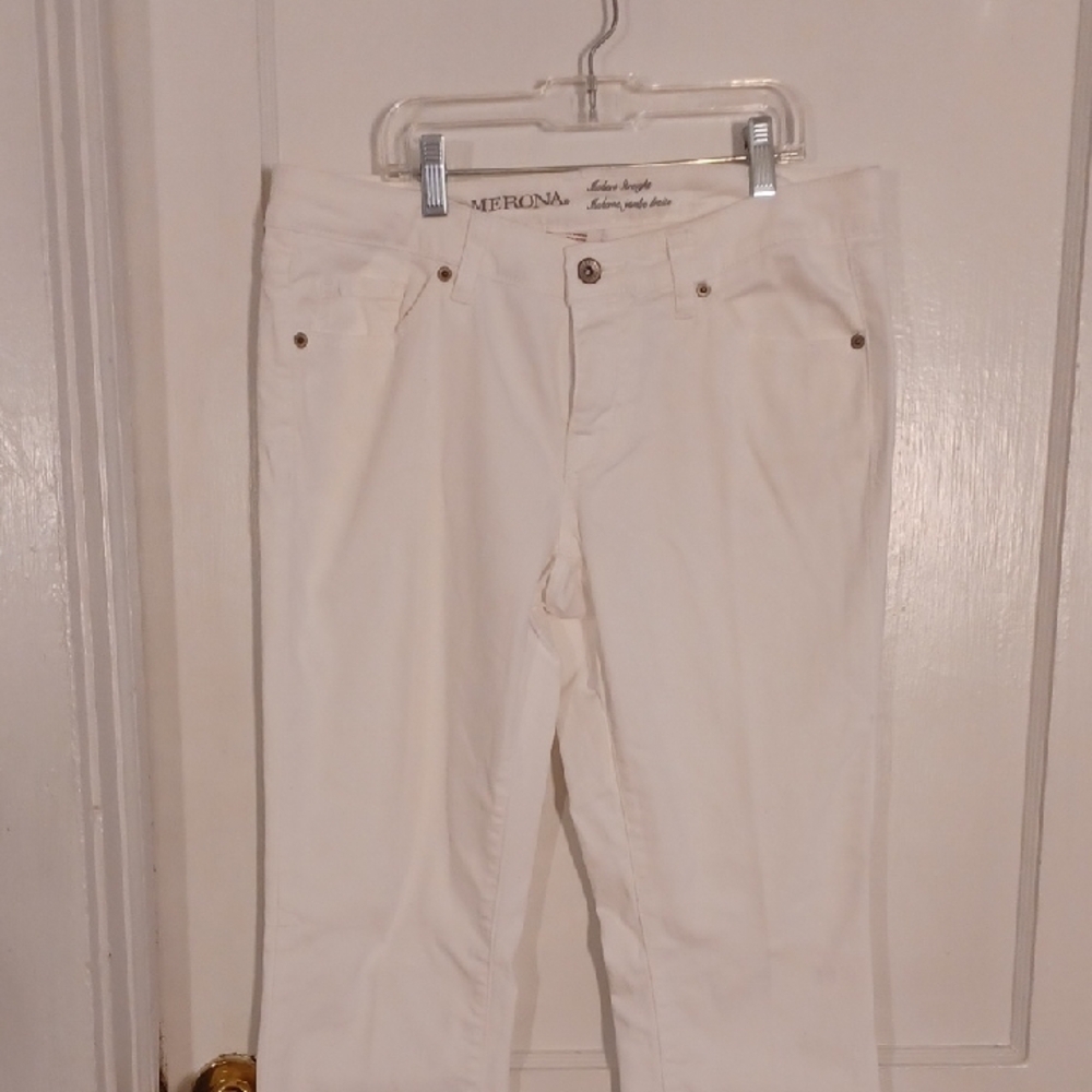 Merona White Jeans Classic Style Modern Stright Women's Size 8